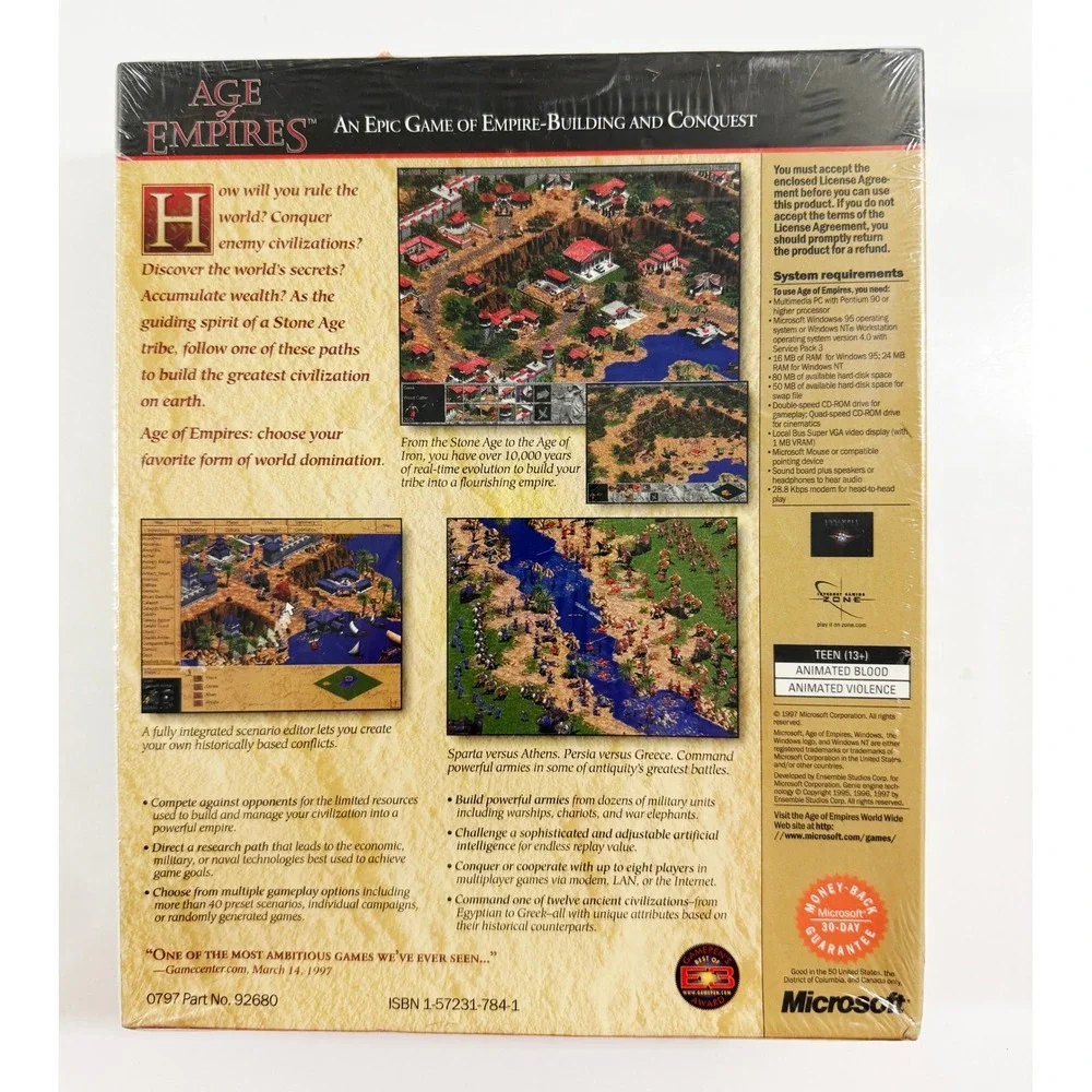 Age of Empires, 1997, Big Box, New & Sealed With Strategy Guide Rare